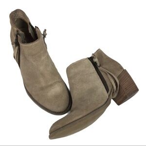 ❤️MINELLI ITALY TAN SUEDE DOUBLE ZIP ANKLE BOOTIE